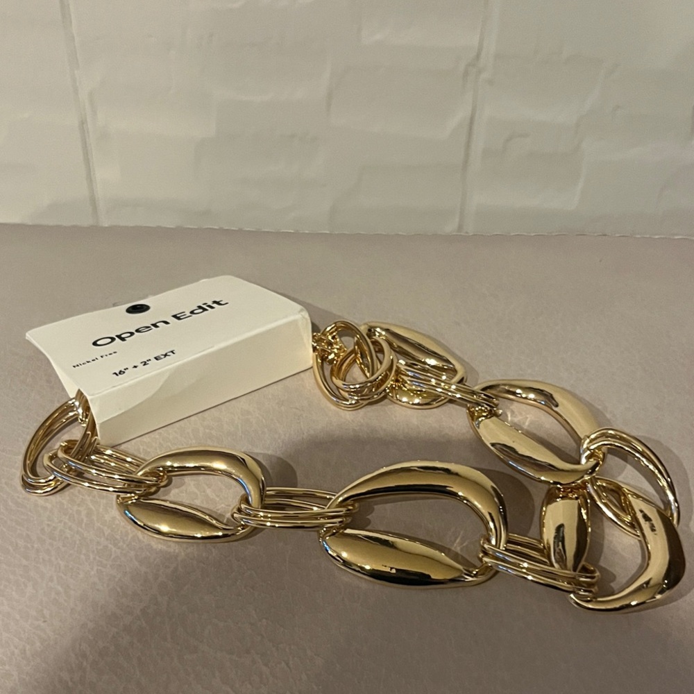 #0154.   Open Edit Goldtone Link Necklace